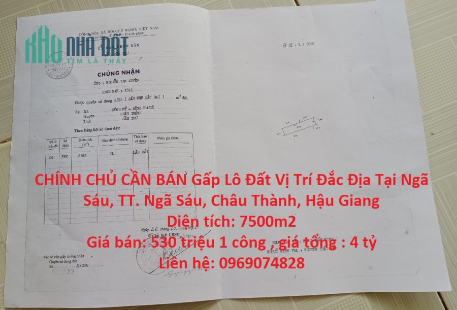 CHÍNH CHỦ CẦN BÁN Gấp Lô Đất Vị Trí Đắc Địa Tại Châu Thành – Hậu Giang