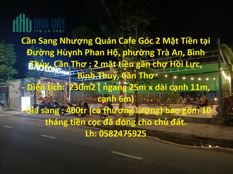 Cần Sang Nhượng Quán Cafe Góc 2 Mặt Tiền tại BÌNH THỦY – CẦN THƠ