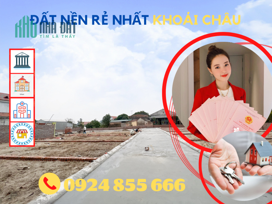Đất nền Sổ đỏ Khoái Châu mặt đường ô tô di chuyển.