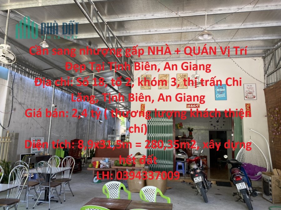 Cần sang nhượng gấp NHÀ + QUÁN Vị Trí Đẹp Tại Tịnh Biên, An Giang
