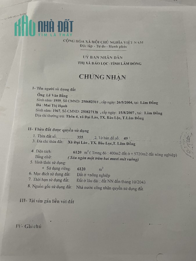 Sở Hữu Ngay Lô Đất Vị Trí Đẹp Tại Xã Đại Lào, TP Bảo Lộc, Lâm Đồng