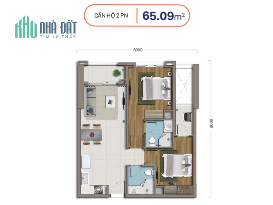 Căn hộ RichStar Novaland Mt Hòa Bình, 65m, 2PN, 2WC, Tặng nội thất cơ bản, giá chì 2.95 tỷ