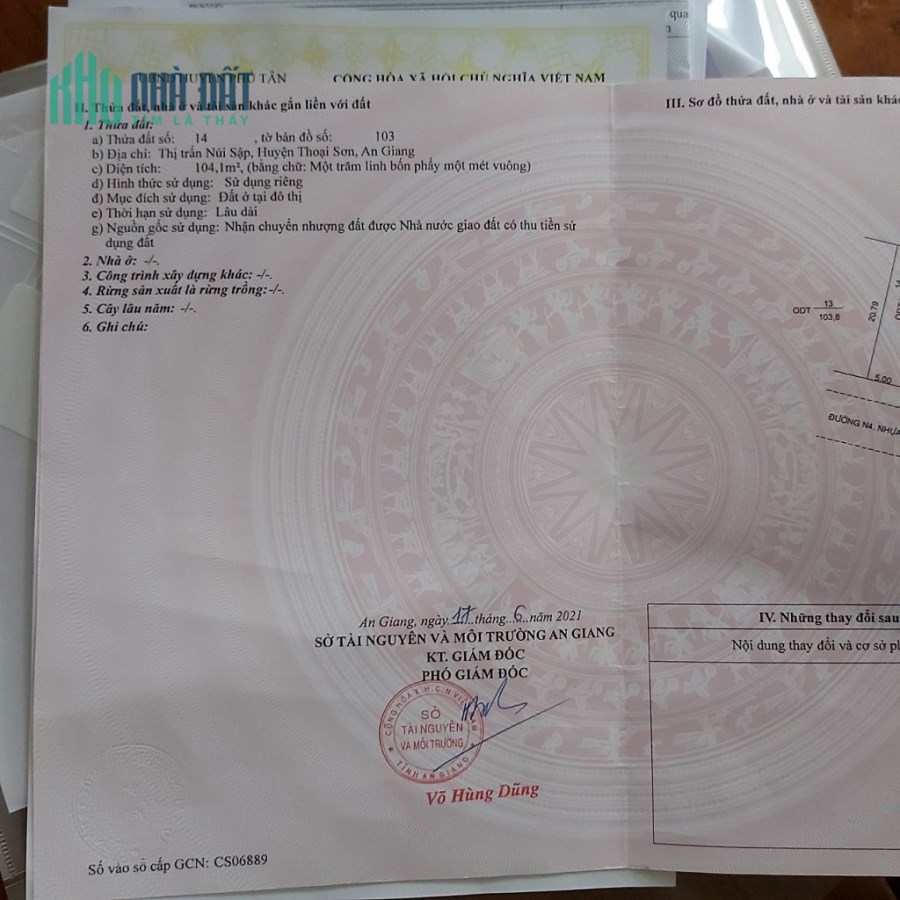 Chính Chủ Bán Gấp Đất Nền Dự Án TNR Thoại Sơn, An Giang