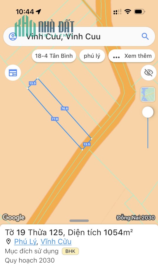 Bán lô đất DT 761, xã Phú Lý, Vĩnh Cửu, Đồng Nai 390triệu