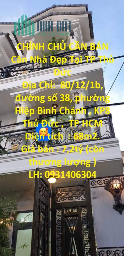 CHÍNH CHỦ CẦN BÁN Căn Nhà Đẹp Tại TP Thủ Đức