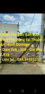 Chính Chủ Cần Bán đất Diện Tích Rộng tại Thuận An , Bình Dương