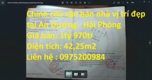 Chính chủ cần bán nhà vị trí đẹp tại An Dương – Hải Phòng