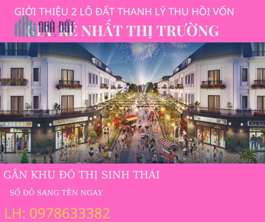 bán đất sổ đỏ sang tên ngay giá 455tr/ô gần khu đô thị sinh thái