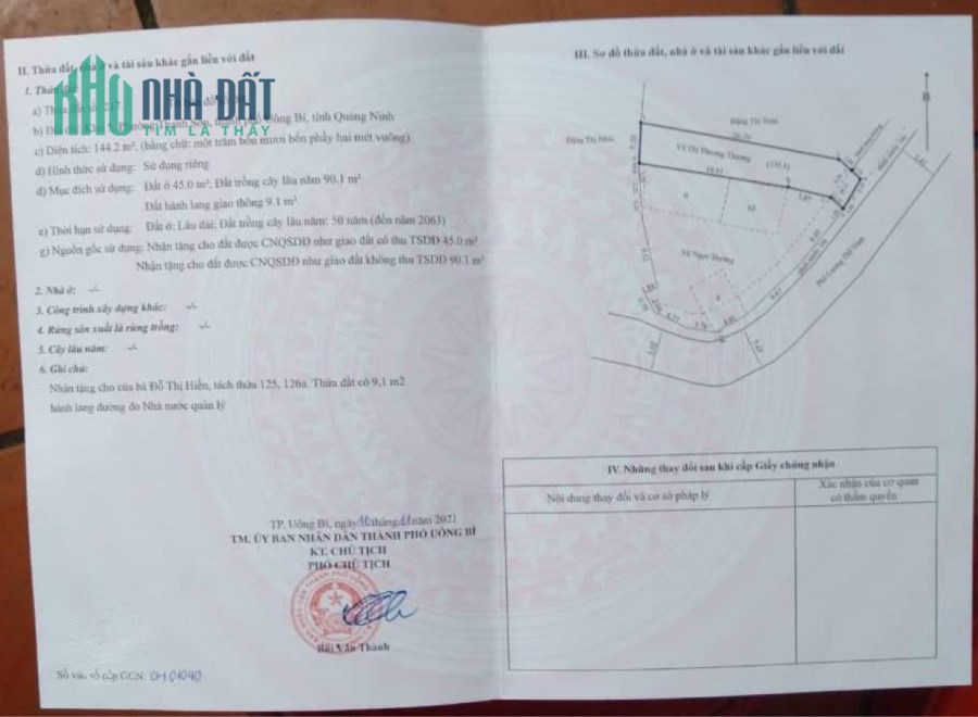 Chính chủ cần bán nhanh lô đất tại Đường Lương Thế Vinh – Khu 5 – Phường Thanh Sơn – TP Uông Bí –