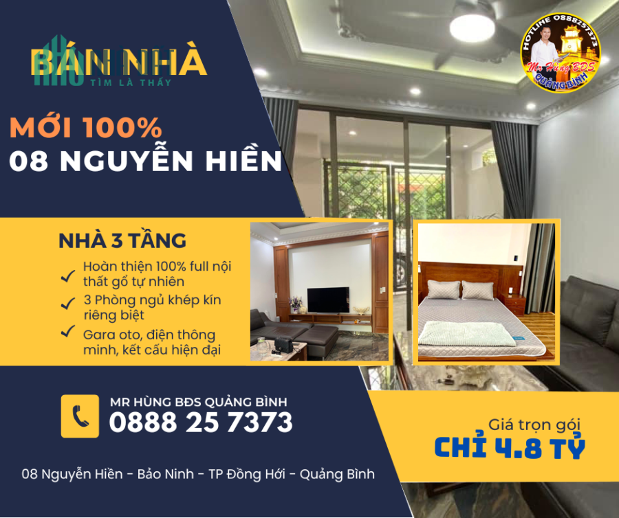 Bán nhà 3 TẦNG mới xây xong ngay trung tâm bán đảo BẢO NINH. liền kề dự án MÊ KÔNG, ....