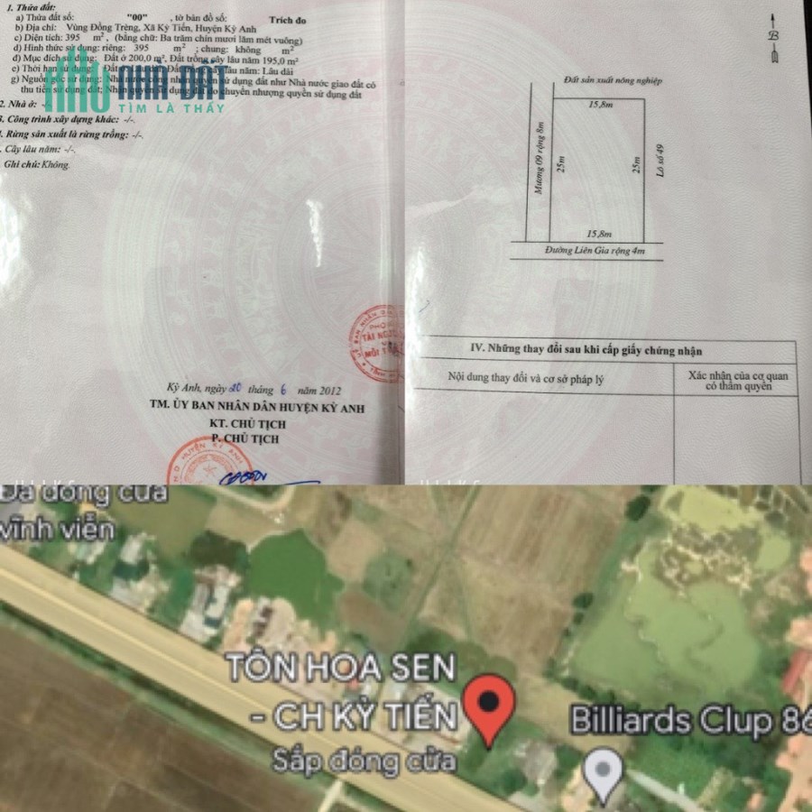 CHÍNH CHỦ CẦN BÁN LÔ ĐẤT TẠI  KỲ ANH HÀ TĨNH.