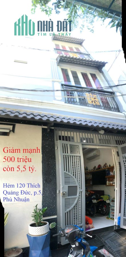 GIẢM MẠNH 500tr nhà 4 tầng BTCT, 120// Thích Quảng Đức, nở hậu, hẻm xe hơi