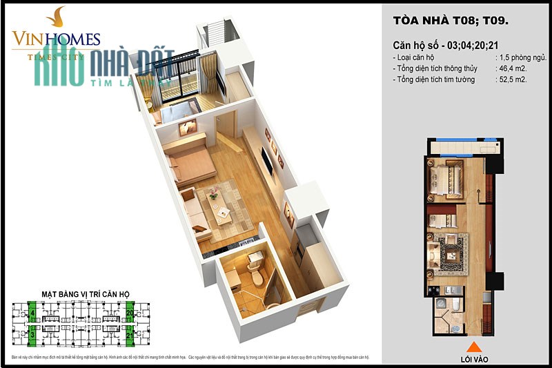 Cần bán căn 1 phòng ngủ times city đã sửa đẹp giá 2,9 tỷ