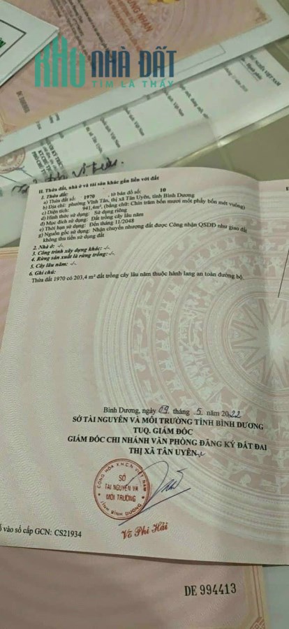 CẦN BÁN NHANH Lô đất tại Tân Uyên, Bình Dương