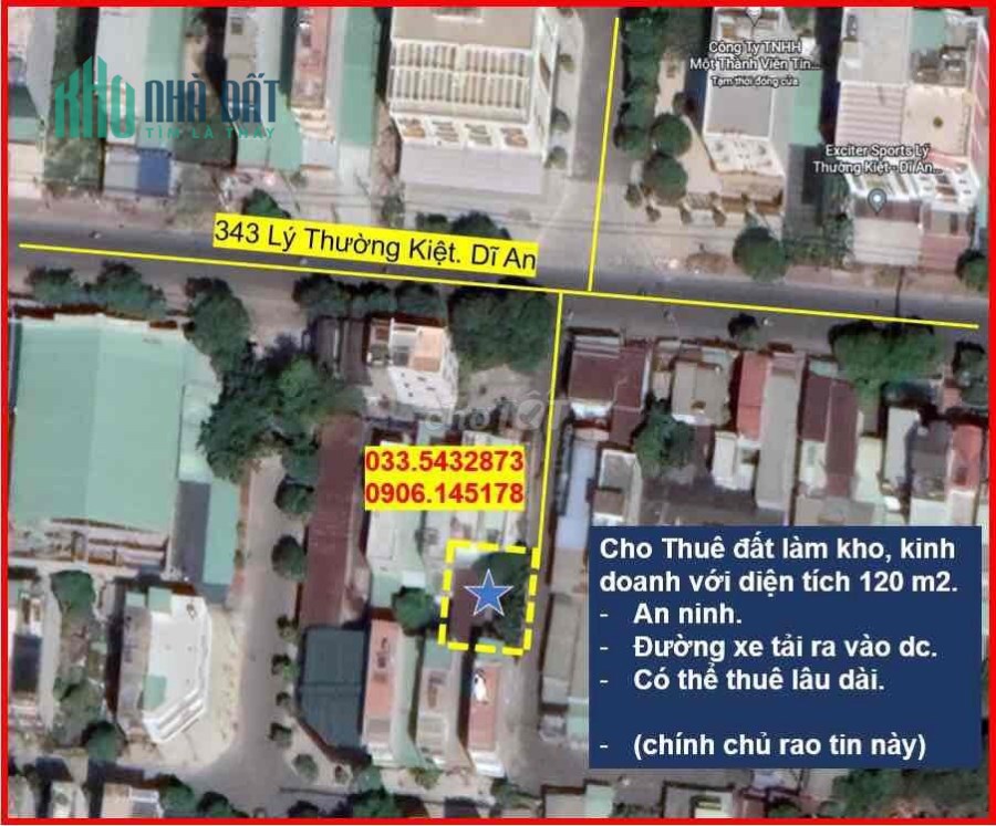 CHÍNH CHỦ CHO THUÊ ĐẤT GIÁ RẺ Ở ĐƯỜNG LÝ THƯỜNG KIỆT - P. DĨ AN - TP DĨ AN - BÌNH DƯƠNG. LIÊN HỆ: