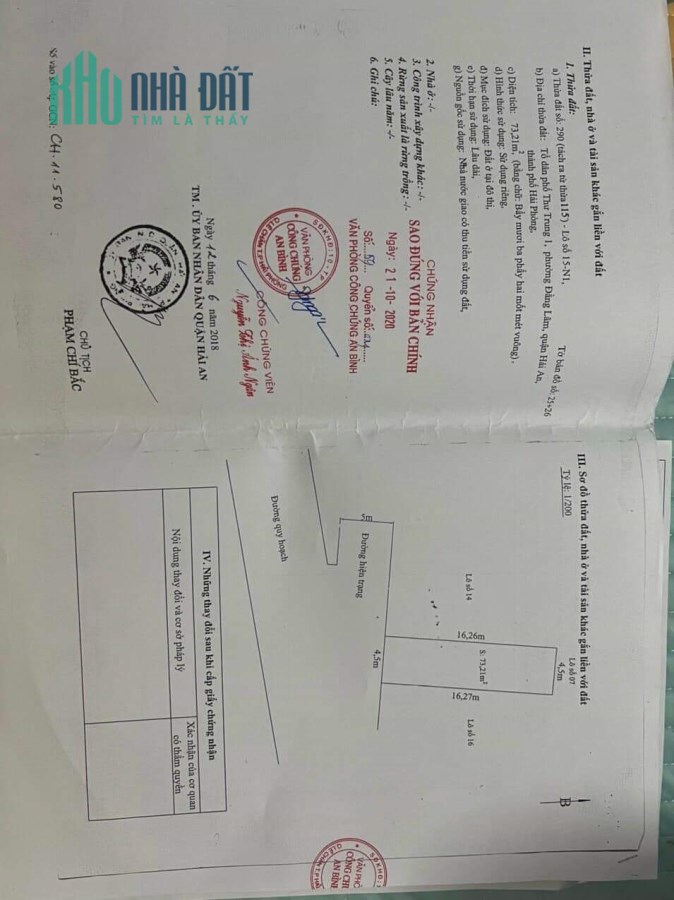 Bán nhanh lô đất cực đẹp 2 mặt tiền Trực Cát - Thiên Lôi GIÁ 46 tr/m ngõ ô.tô to
