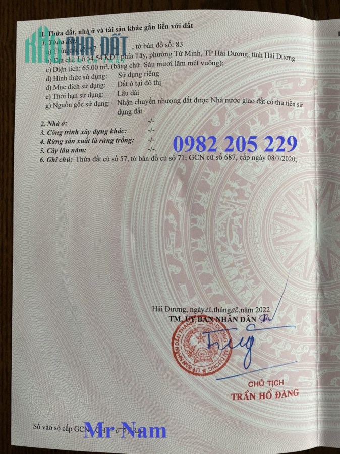 Cần bán ô đất lô 54.54 khu đô thị phía Tây Nam Cường giá 2,5 tỷ, mặt tiền 5m, diện tích 65m2, hướng