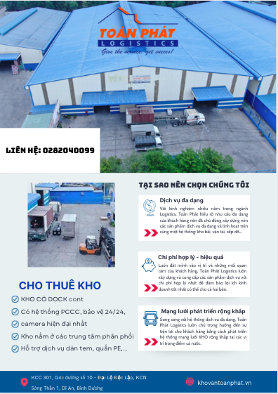 TOÀN PHÁT CHO THUÊ KHO GIÁ RẺ DĨ AN, BD 500m2