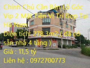 Chính Chủ Cần Bán Lô Góc Vip 2 Mặt Tiền Vị Trí Đẹp Tại Hà Nam