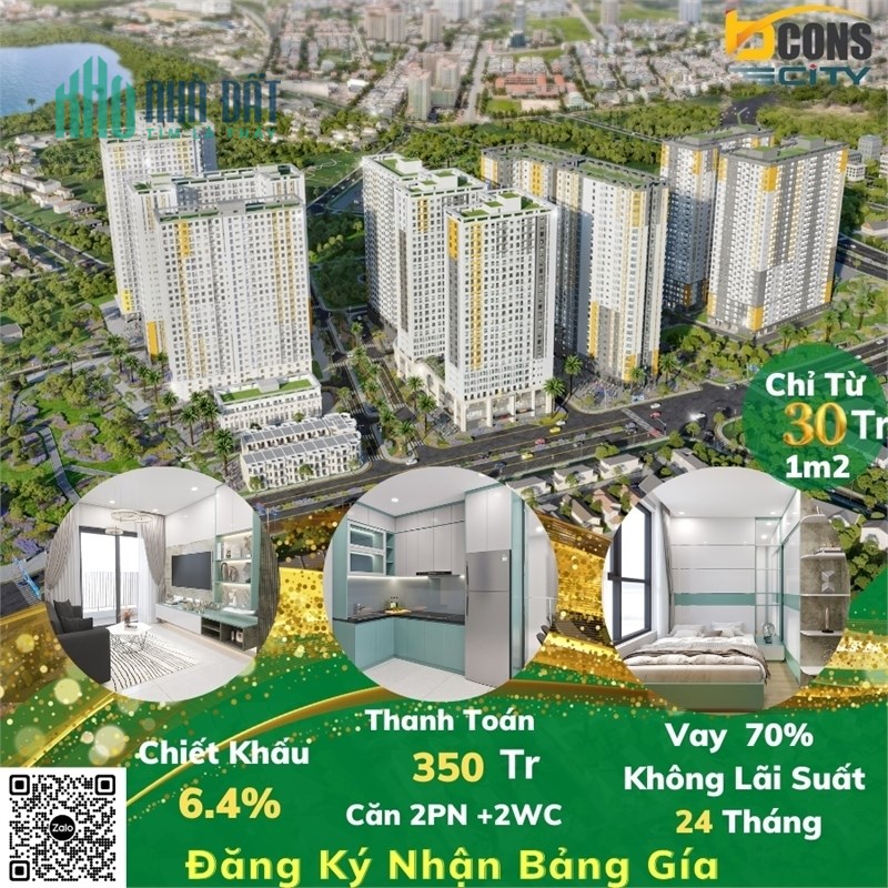 BCONS CITY GREEN TOPAZ GIÁ 30 TRIỆU/1 M2